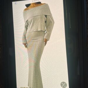 Colysmo Women's 2 Piece Set Sweater Bodycon Maxi Skirt Long Sleeve Crop Top